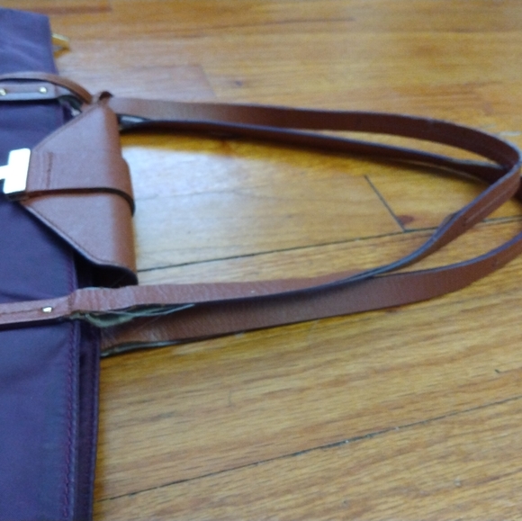 Tory Burch Large Purple Nylon Zip Top Travel Tote Bag Purse - Picture 6 of 16